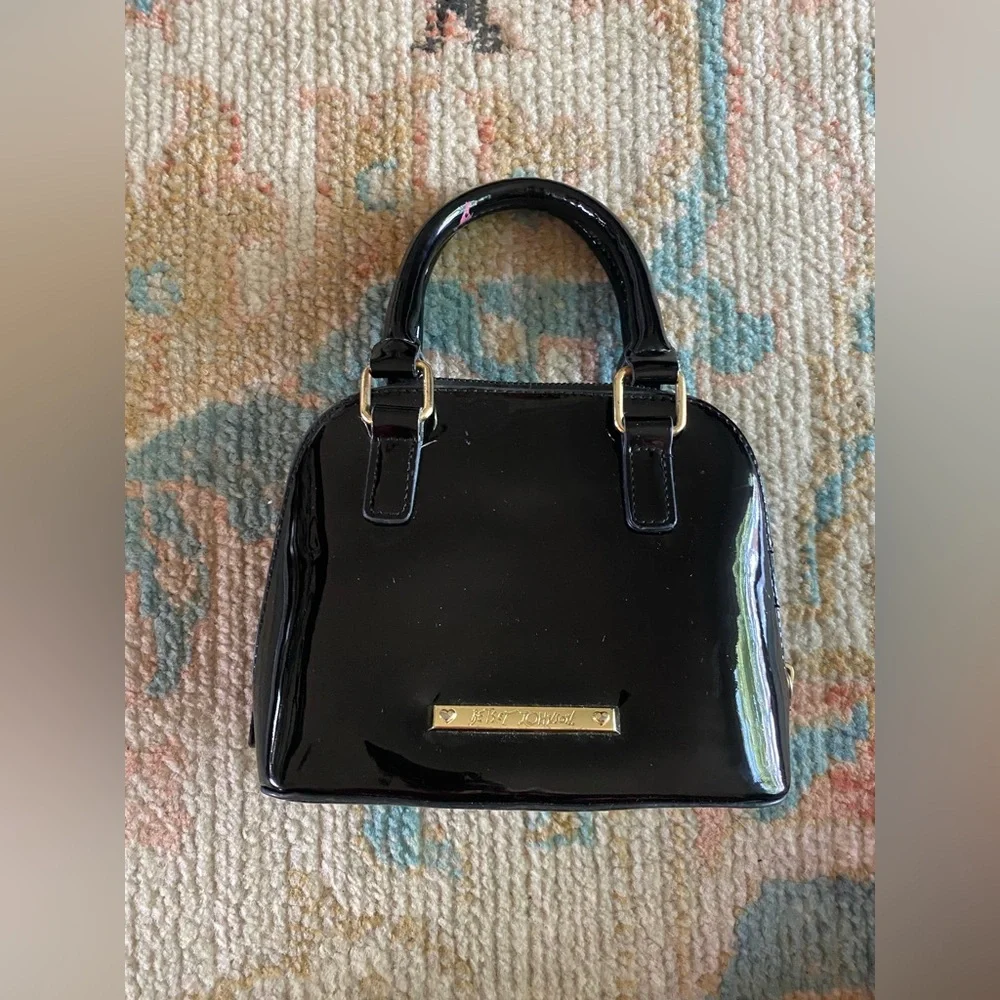 Betsey Johnson Shiny Patent Leather Mini Bag with Detachable Crossbody Strap - Picture 1 of 10